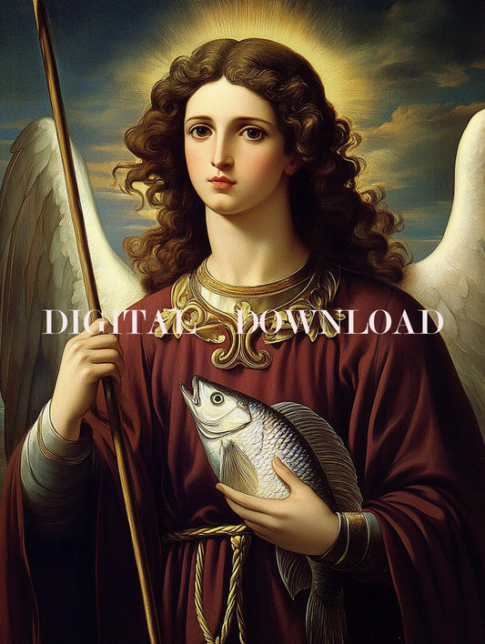 St. Raphael the Archangel Print Patron of Healers and Doctors DIGITAL DOWNLOAD Religious Art Christian
