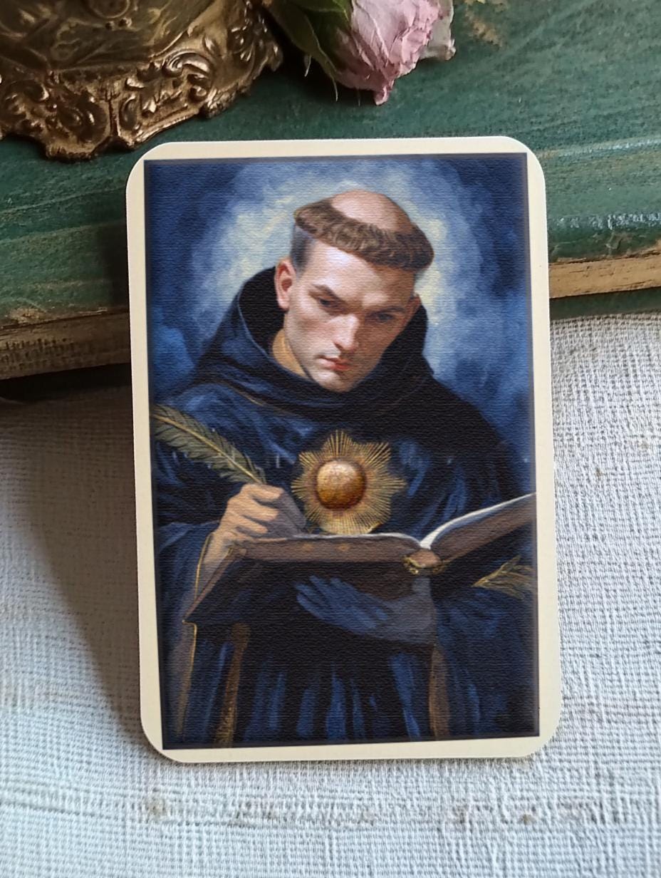 Saint Thomas Aquinas Oil Painting Style Religious Art | Theologian & Philosopher | Digital Download
