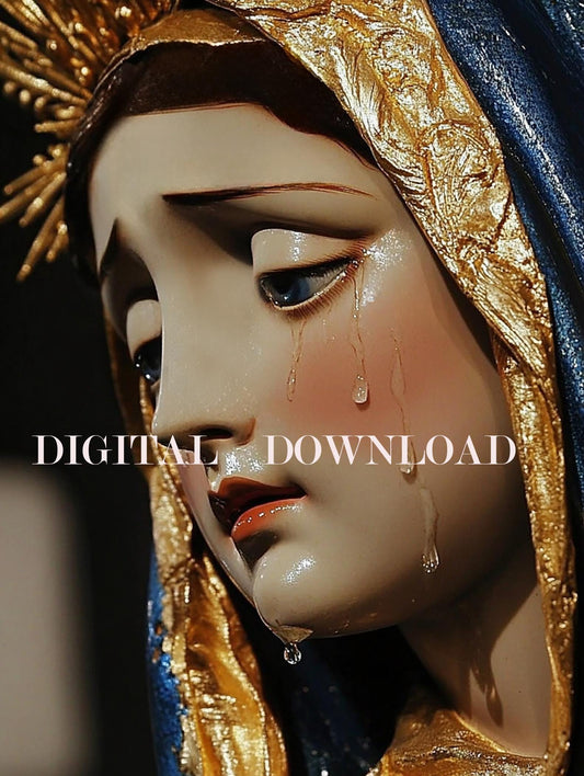 Our Lady of Sorrows Sorrowful Mary Tears Digital Art Printable – Catholic Artwork & Marian Devotion