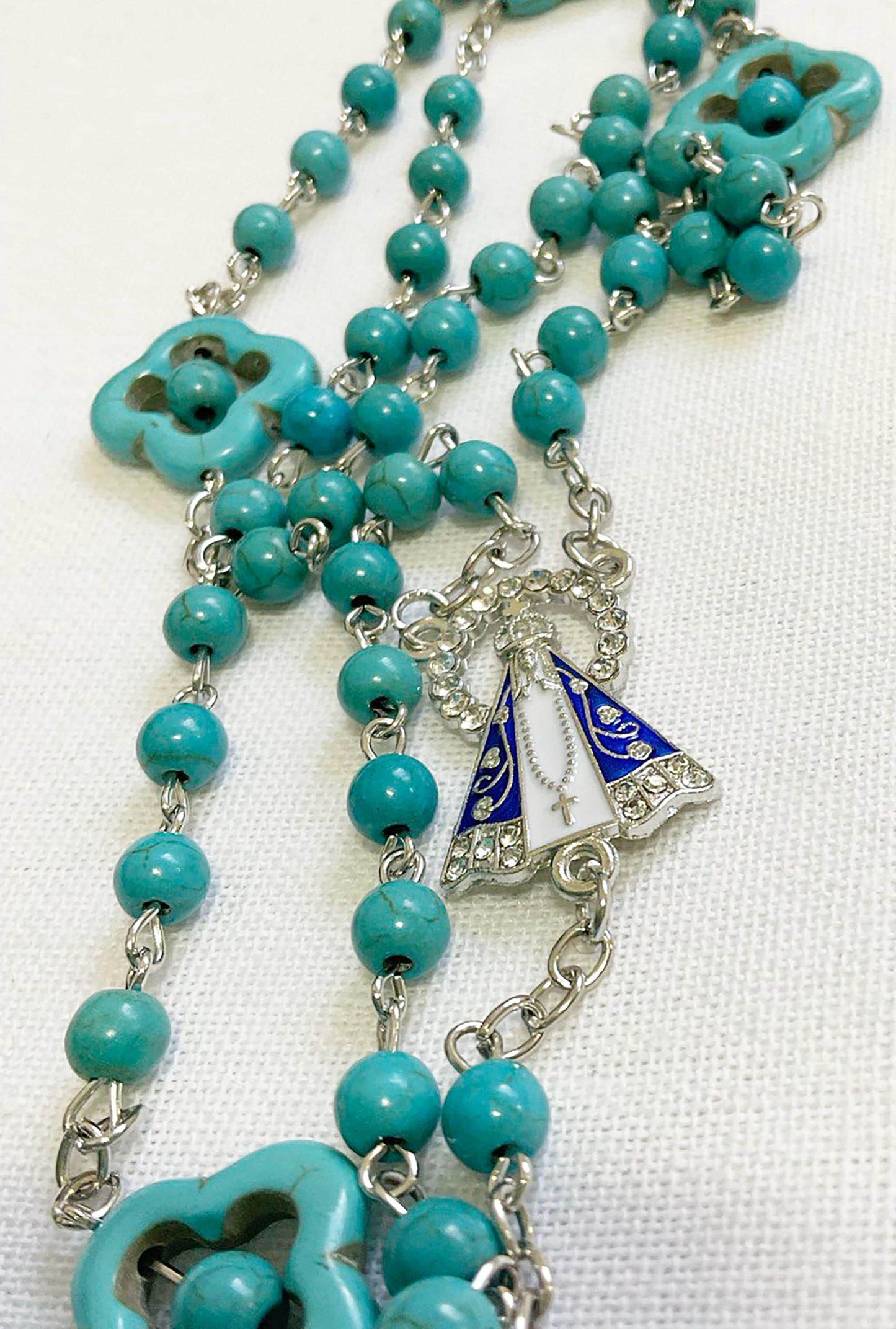 Our Lady Aparecida Blue Turquoise Rosary