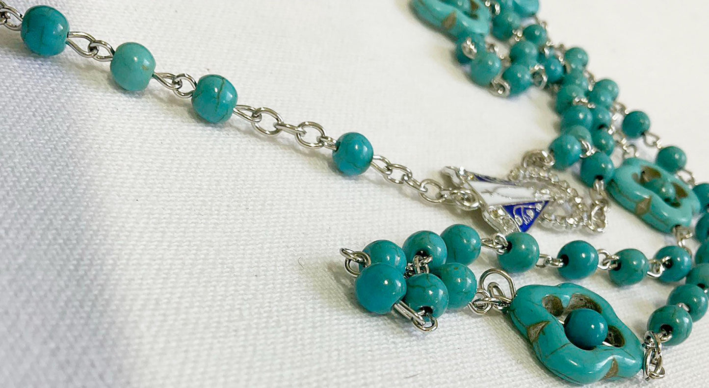 Our Lady Aparecida Blue Turquoise Rosary