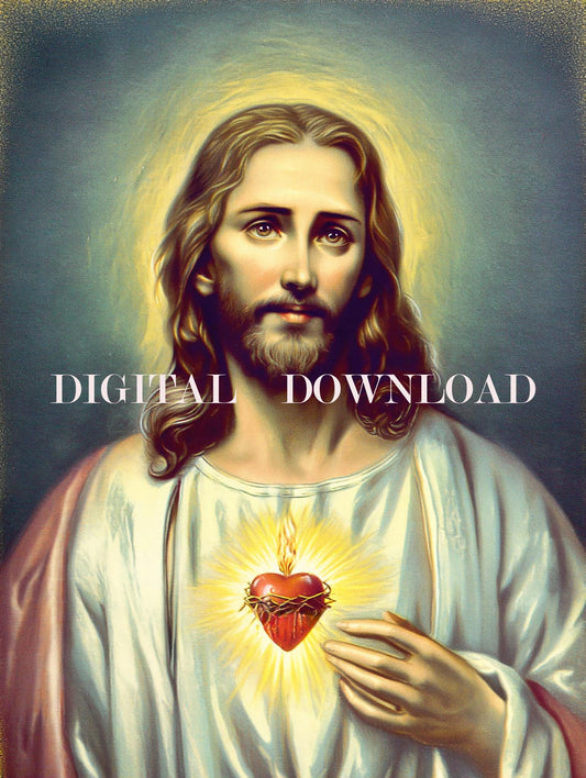 Jesus Christ Sacred Heart Catholic Art DIGITAL DOWNLOAD
