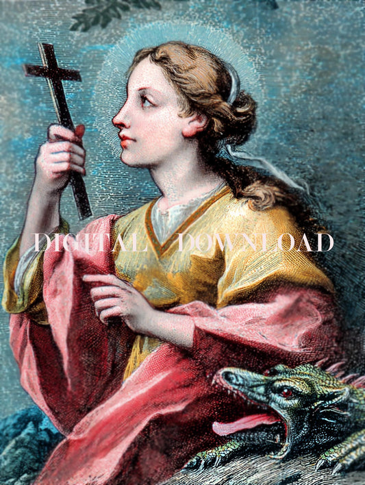 St. Margaret of Antioch - Margaret the Virgin - DIGITAL DOWNLOAD Religious Art Print Christian