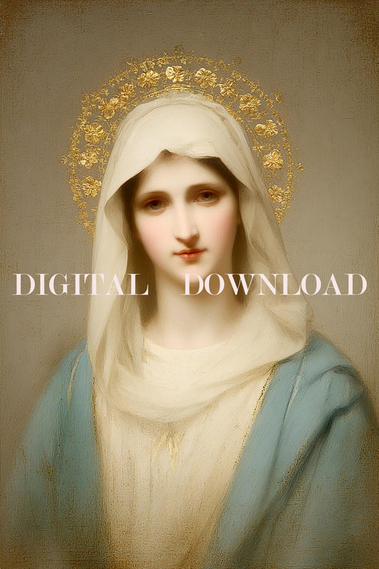 Holy Mother Mary Light Blue Dress Art DIGITAL DOWNLOAD