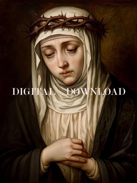 St. Catherine of Siena with Crown of Thorns Catholic Religious Art DIGITAL DOWNLOAD