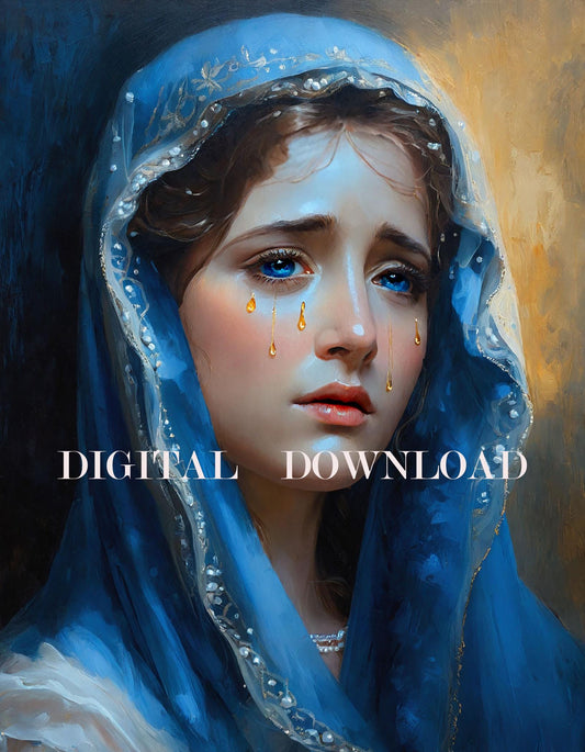 Our Lady of Sorrows Golden Tears DIGITAL DOWNLOAD Religious Art Print Christian