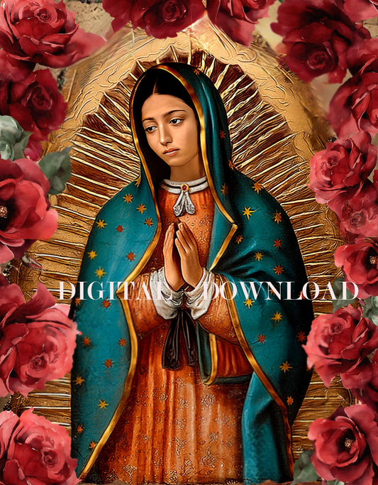 Our Lady of Guadalupe Catholic Religious Art Print | Digital Download - Christian Home Decor