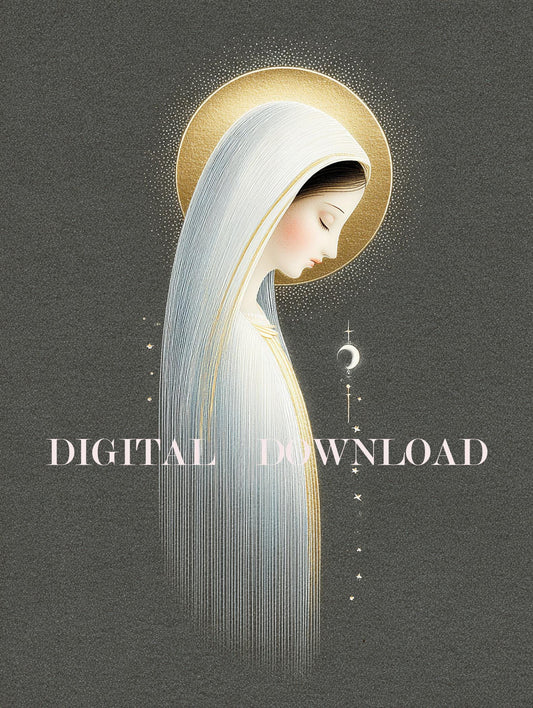 Our Blessed Mother Mary Minimalistic Art Religious Print Christian
