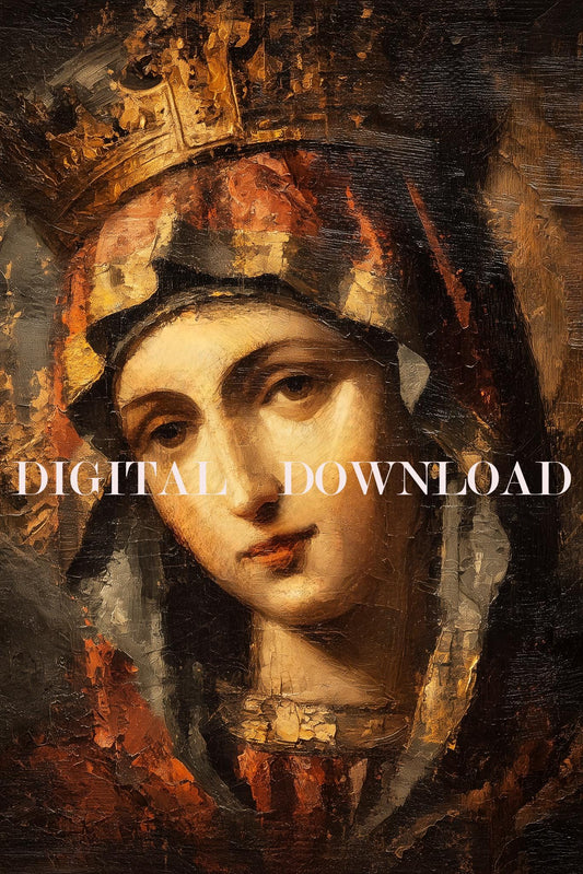 Our Lady Mother Mary Oil Painted Style Art DIGITAL DOWNLOAD