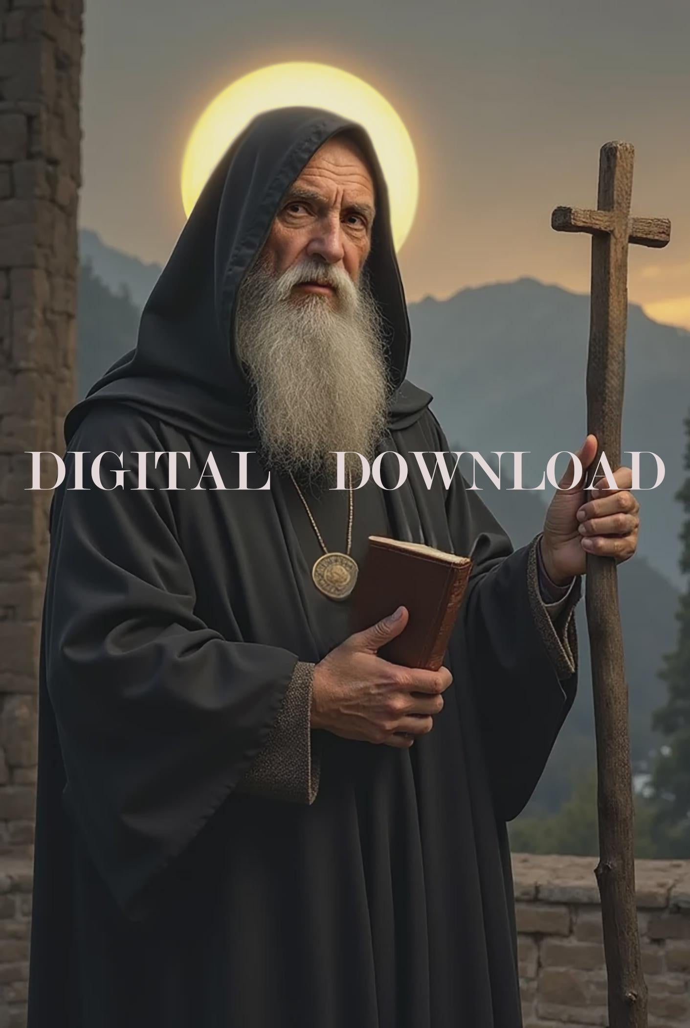 St. Benedict of Nursia DIGITAL DOWNLOAD Religious Catholic Art Print