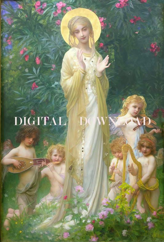 The Virgin in Paradise – Ernest Hebert - DIGITAL DOWNLOAD Religious Art Print Christian