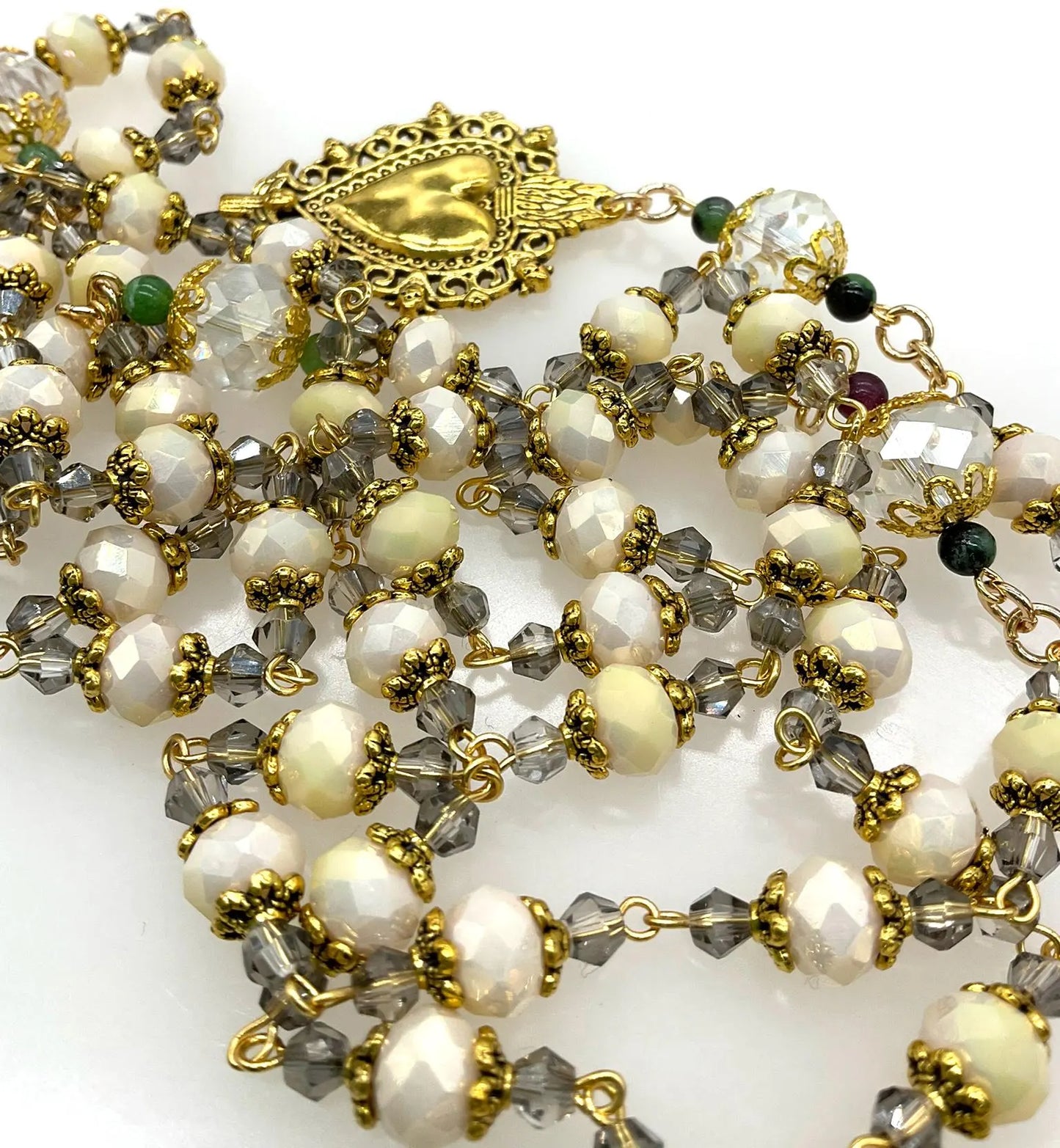 Our Lady of Sorrows Rosary - Gold Tone Sacred Heart Tears Drops